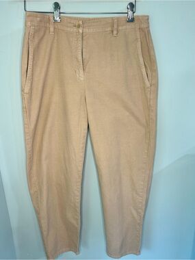 Eileen Fisher Organic Cotton Hemp Blend Khaki Beige Chino Utility Pants Size 8